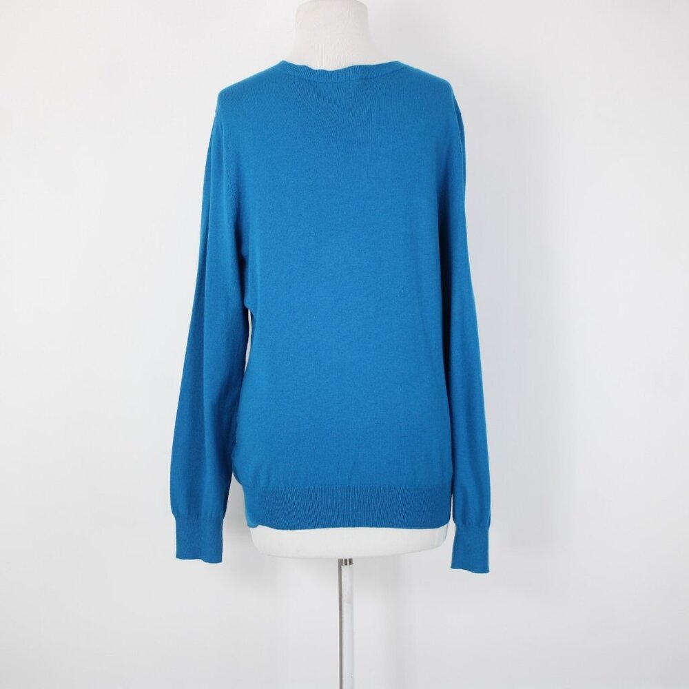 Anne Klein $89 Sz XL Peacock Blue Silver Buttons Viscose Cardigan Sweater - Picture 8 of 14